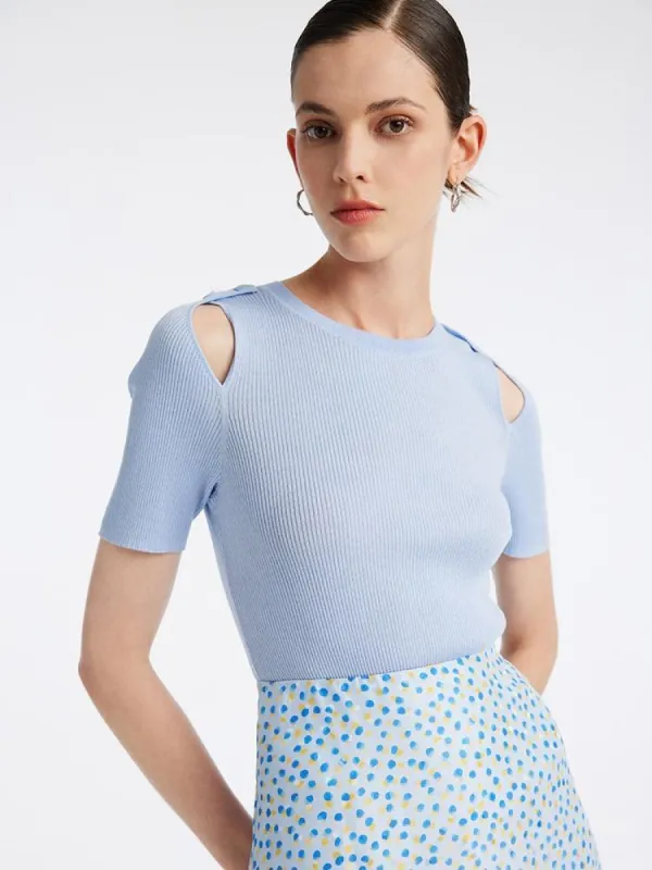 Tencel Mulberry Silk Woolen Knit Top sold by Goelia