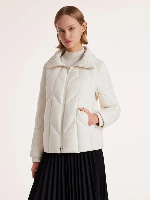 White Lapel Short Women Goose Down Garment sold by Goelia