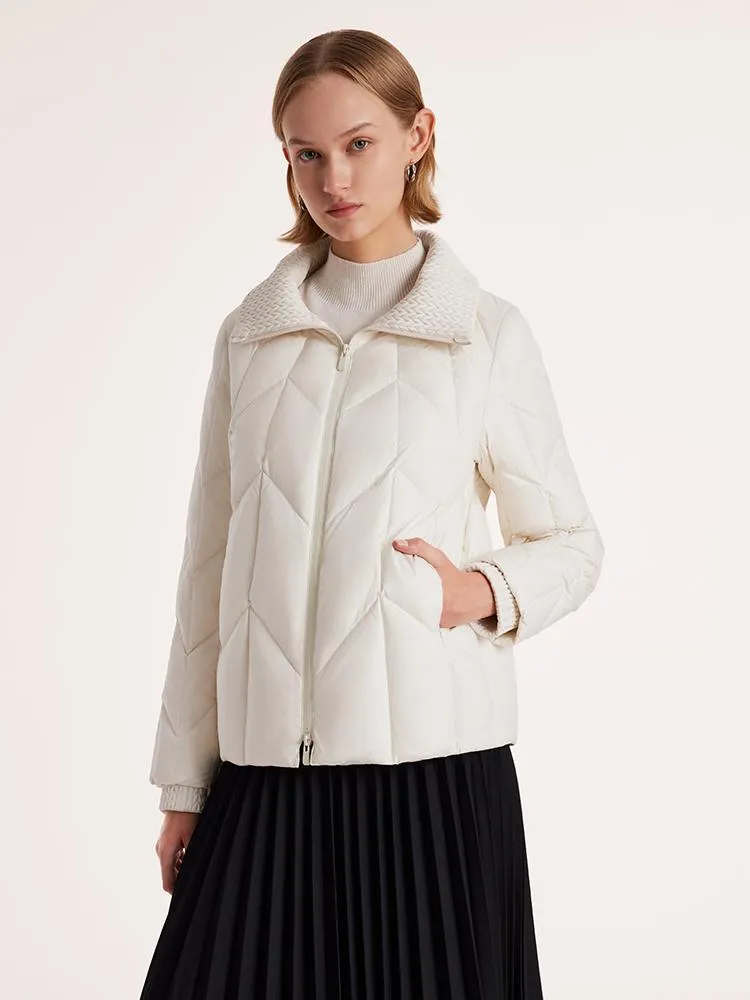 White Lapel Short Women Goose Down Garment sold by Goelia