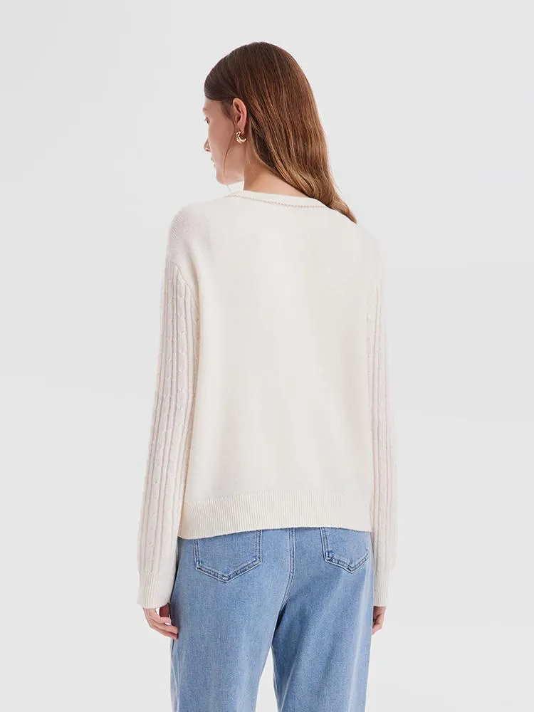 Off White Woolen Lady Cardigan sold by Goelia product image thumbnail 4