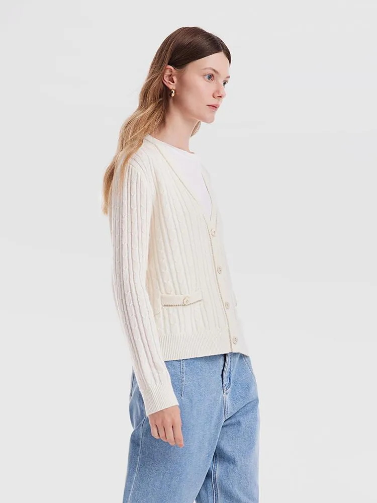 Off White Woolen Lady Cardigan sold by Goelia product image thumbnail 3