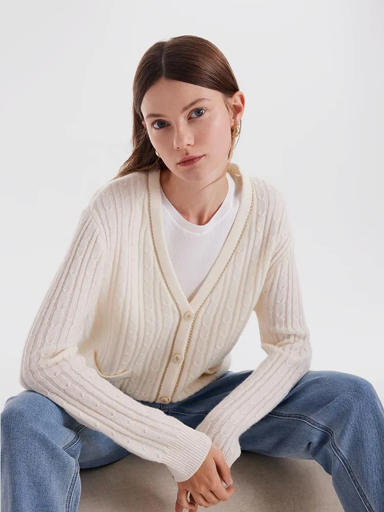 Off White Woolen Lady Cardigan sold by Goelia product image thumbnail 2