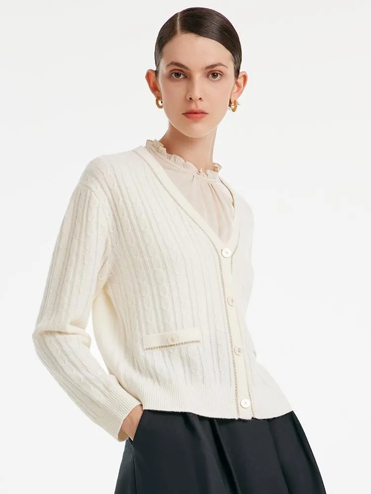 Off White Woolen Lady Cardigan sold by Goelia product image thumbnail 5