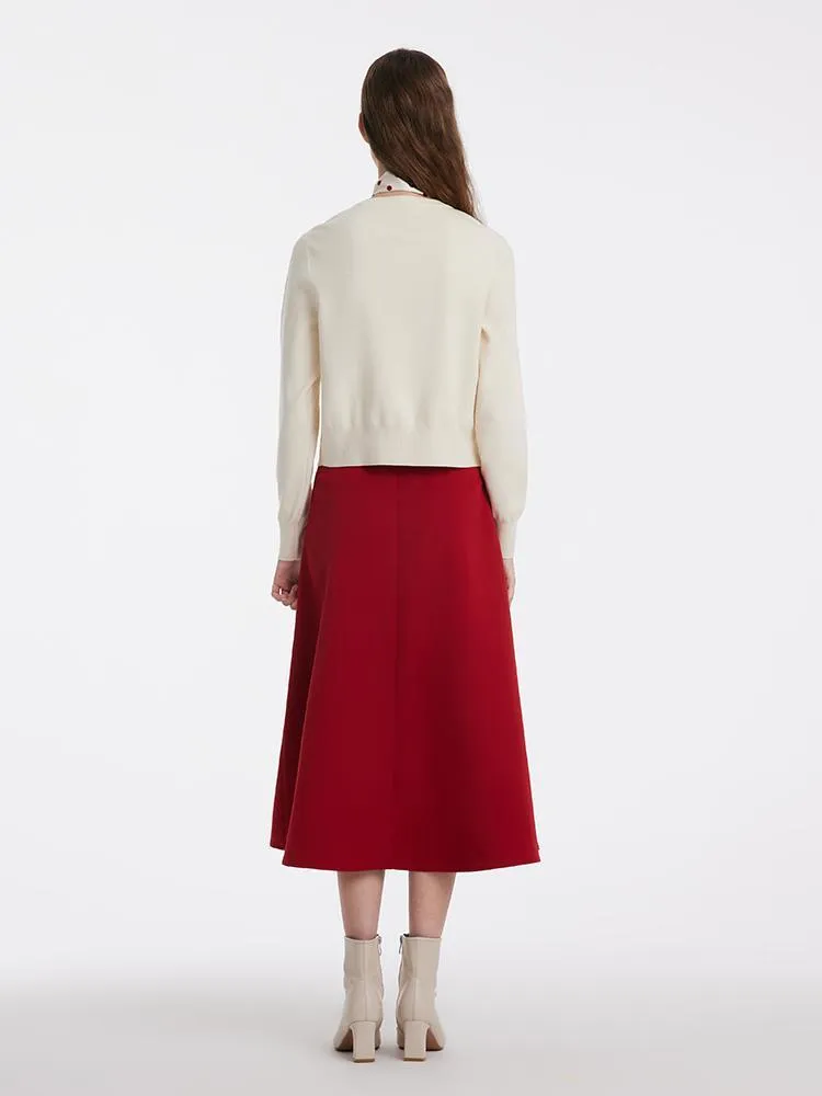 Tencel Wool Cardigan And A-Line Skirt With Polka Dot Scarf sold by Goelia product image thumbnail 3