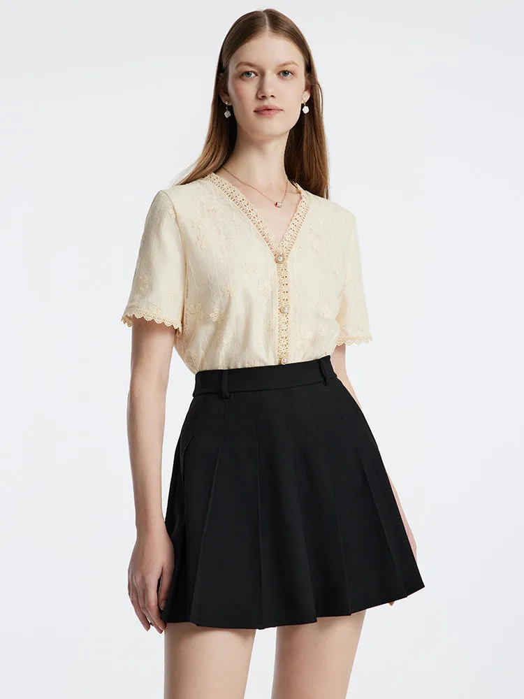 Embroidered Mesh Short Sleeve Women Blouse sold by Goelia product image thumbnail 3