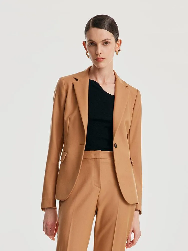 Worsted Woolen One Button Women Blazer sold by Goelia