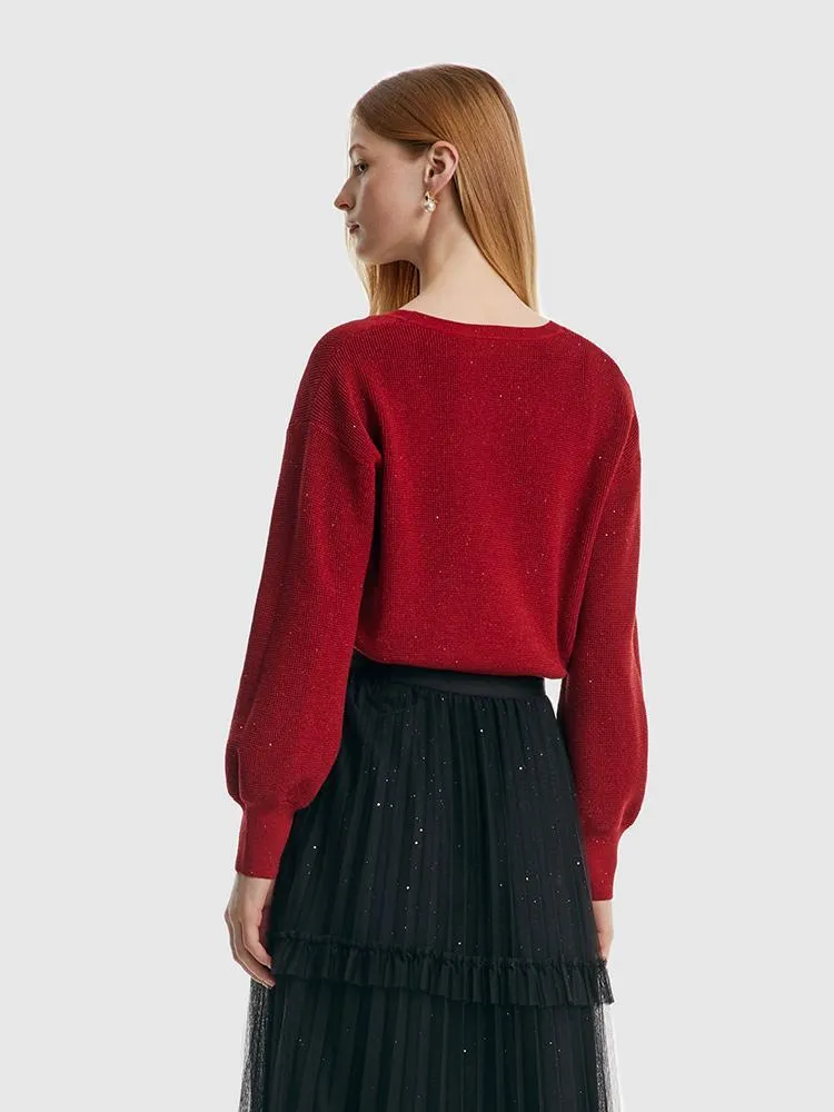 Tencel And Woolen Puff Sleeve Bowknots Women Sweater sold by Goelia product image thumbnail 5