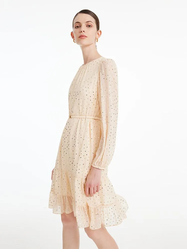 10 Momme Silk Polka Dot Midi Dress With Belt sold by Goelia product image thumbnail 4