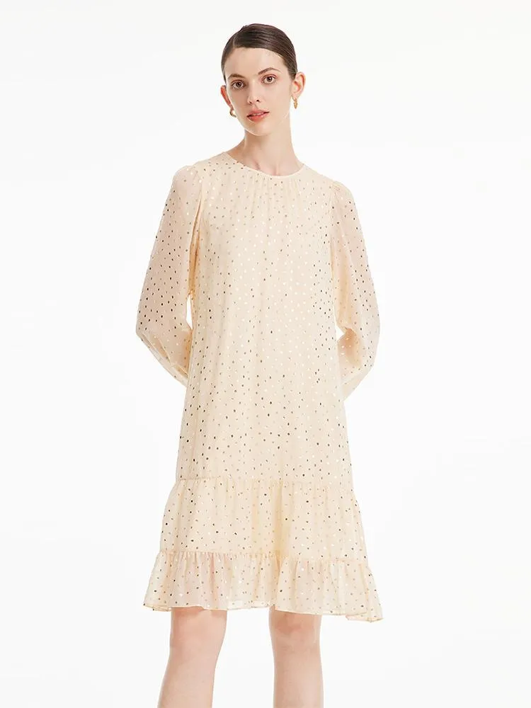 10 Momme Silk Polka Dot Midi Dress With Belt sold by Goelia product image thumbnail 3