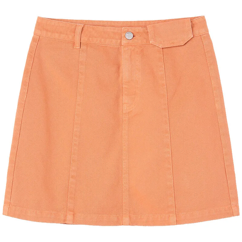 Orange Cotton Denim A-Line Skirt sold by Goelia product image thumbnail 5