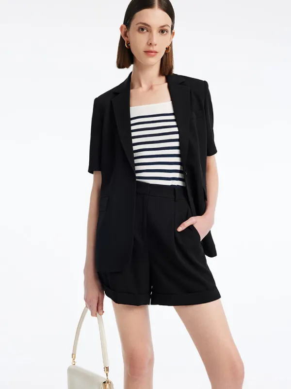 Acetate Half Sleeve One Button Blazer sold by Goelia