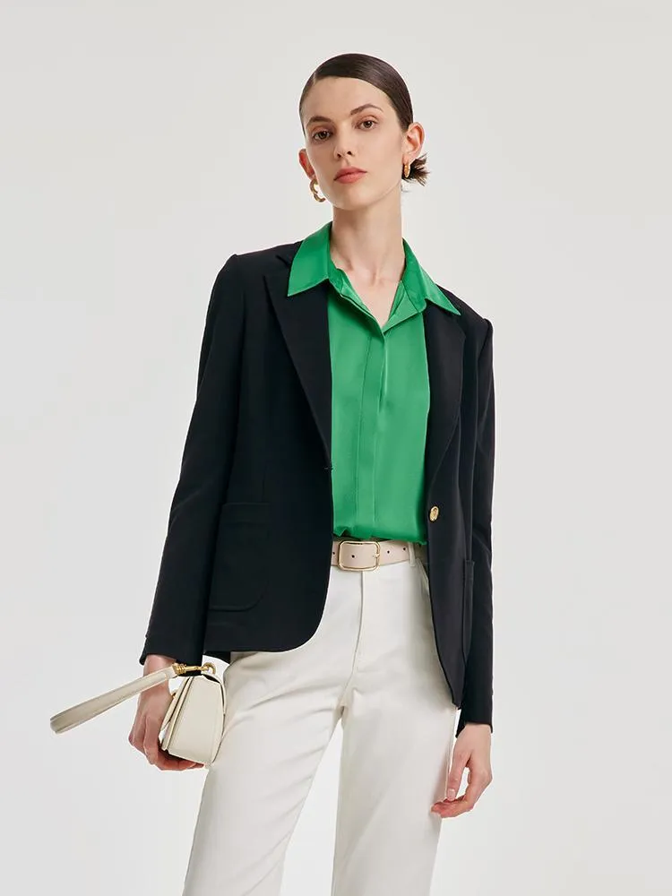 Black Acetate One Button Women Blazer sold by Goelia product image thumbnail 2