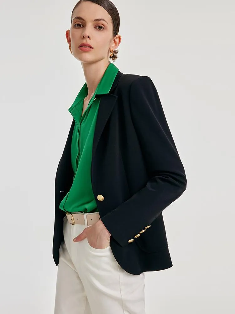 Black Acetate One Button Women Blazer sold by Goelia product image thumbnail 3