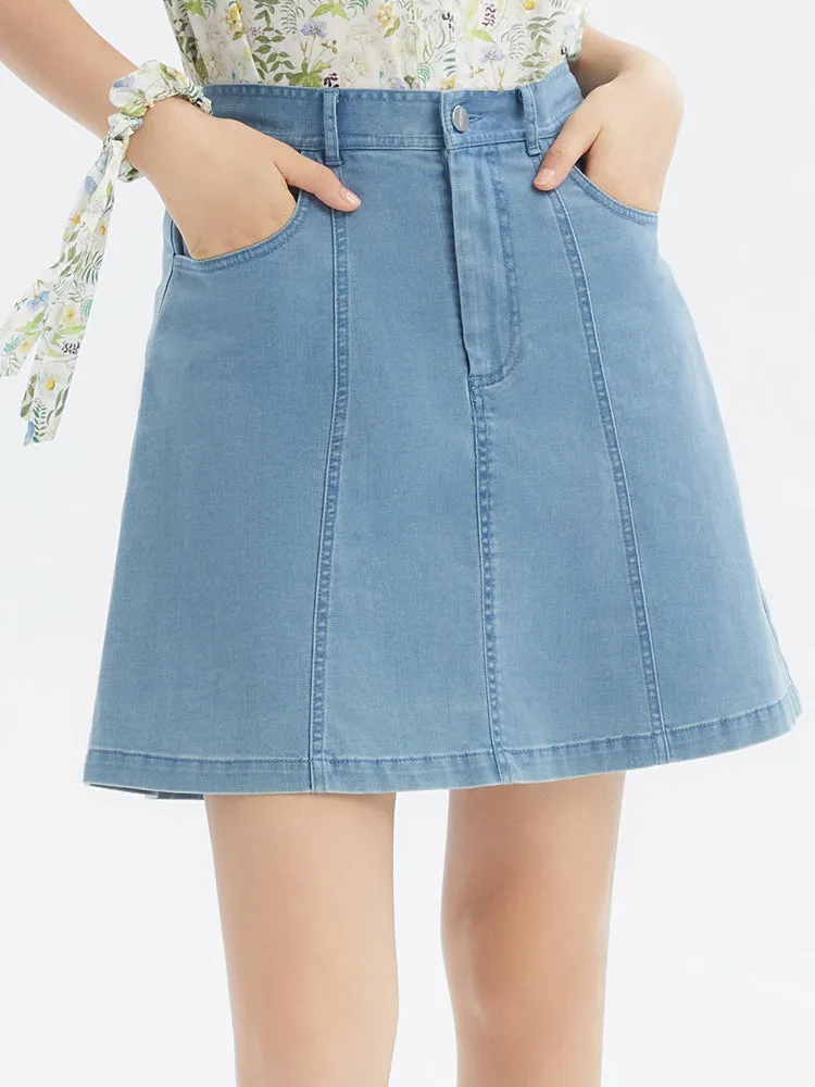 Denim Embroidery A-Line Mini Skirt sold by Goelia product image thumbnail 2