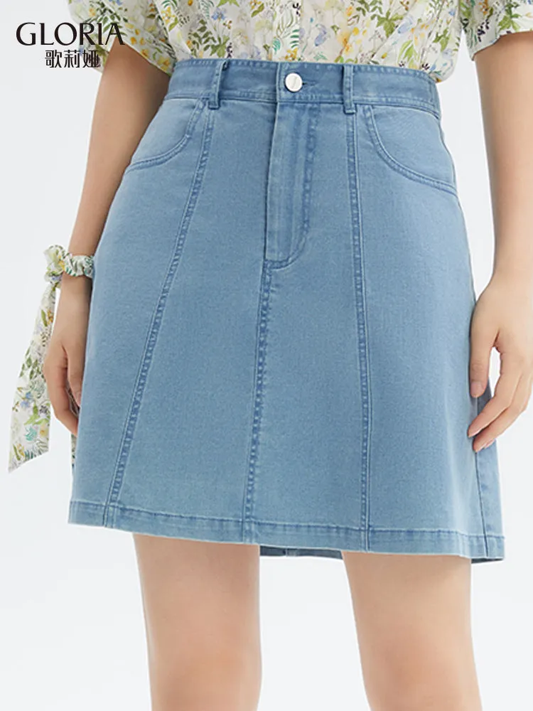 Denim Embroidery A-Line Mini Skirt sold by Goelia product image thumbnail 3