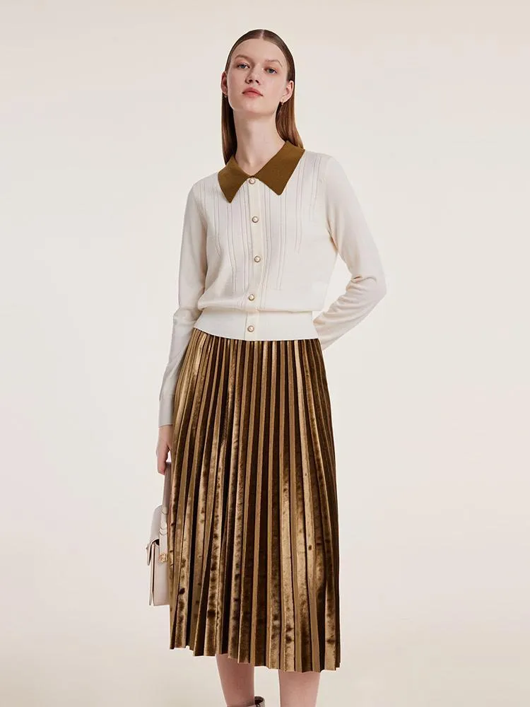 Polo Neck Sweater And Pleated Skirt Two-Piece Set sold by Goelia product image thumbnail 4