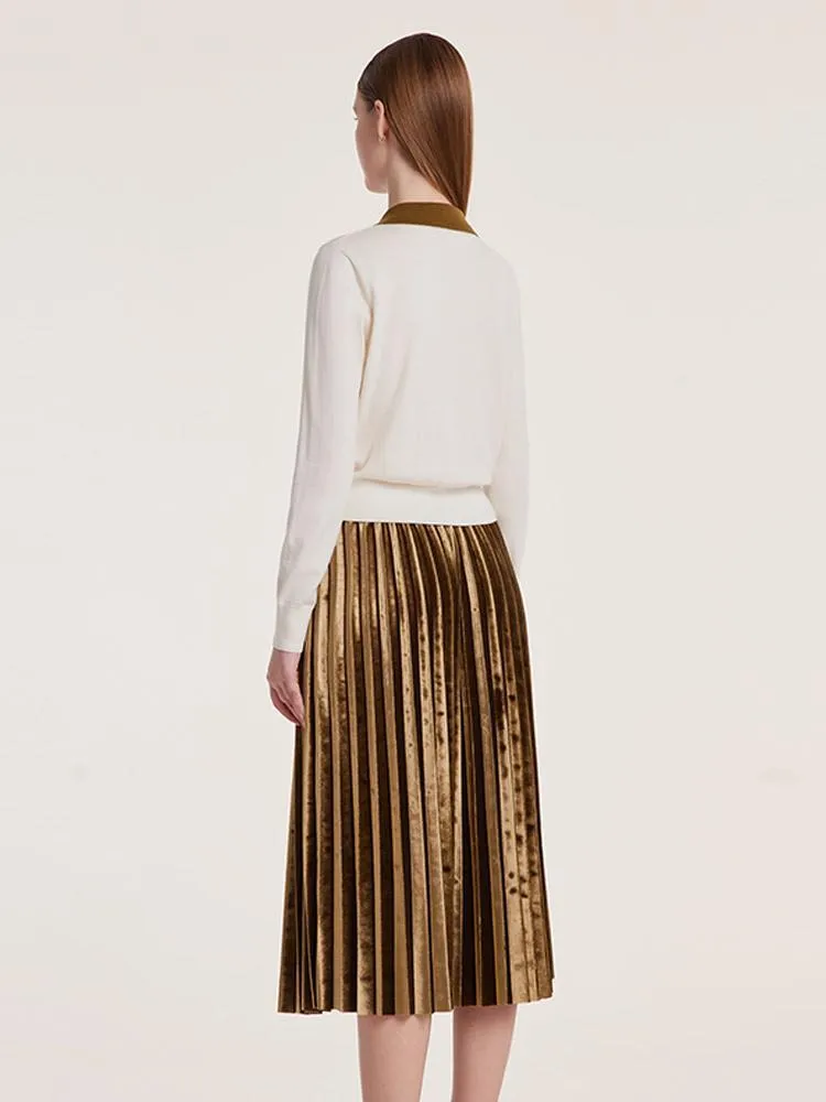 Polo Neck Sweater And Pleated Skirt Two-Piece Set sold by Goelia product image thumbnail 5