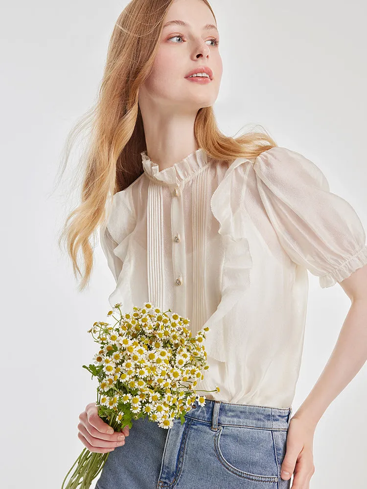 Ruffle Woven Shirt With Camisole Top sold by Goelia product image thumbnail 3