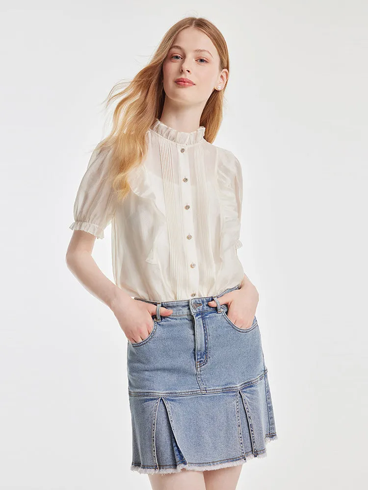 Ruffle Woven Shirt With Camisole Top sold by Goelia product image thumbnail 5