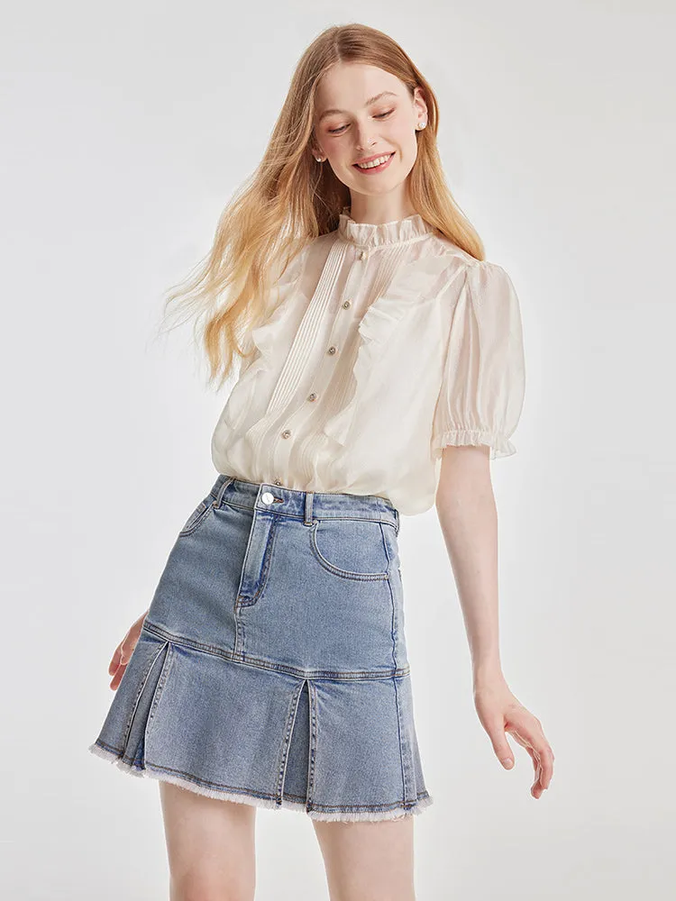 Ruffle Woven Shirt With Camisole Top sold by Goelia product image thumbnail 4