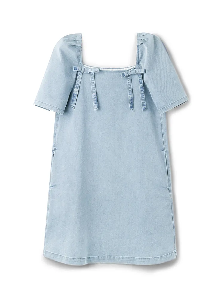 Square Neck Denim Mini Dress sold by Goelia product image thumbnail 5