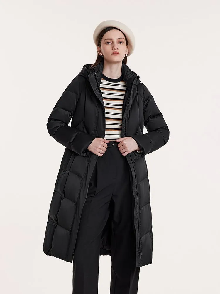 Hooded Gathered Waist Slim Goose Down Garment sold by Goelia product image thumbnail 3