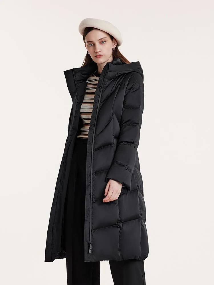 Hooded Gathered Waist Slim Goose Down Garment sold by Goelia product image thumbnail 5