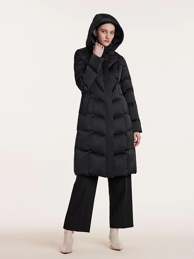 Hooded Gathered Waist Slim Goose Down Garment sold by Goelia product image thumbnail 2