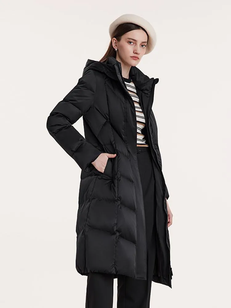 Hooded Gathered Waist Slim Goose Down Garment sold by Goelia product image thumbnail 4