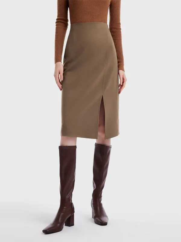 Double Worsted Woolen Slit Women Skirt sold by Goelia
