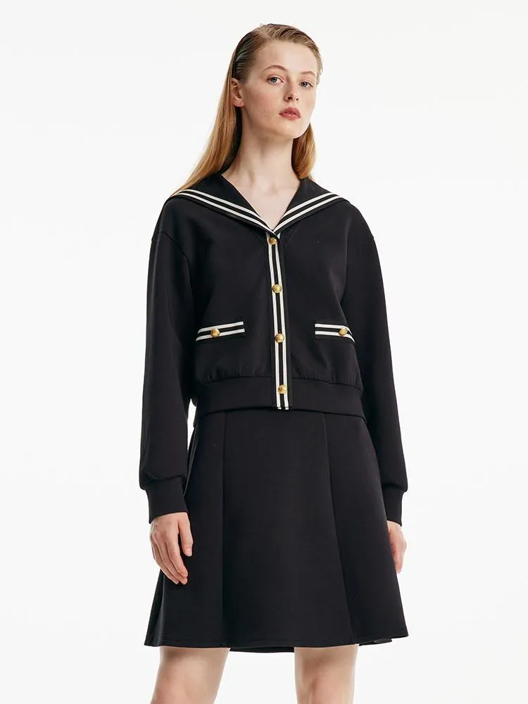 Black Tank Dress And Sailor Collar Jacket Two-piece Set sold by Goelia
