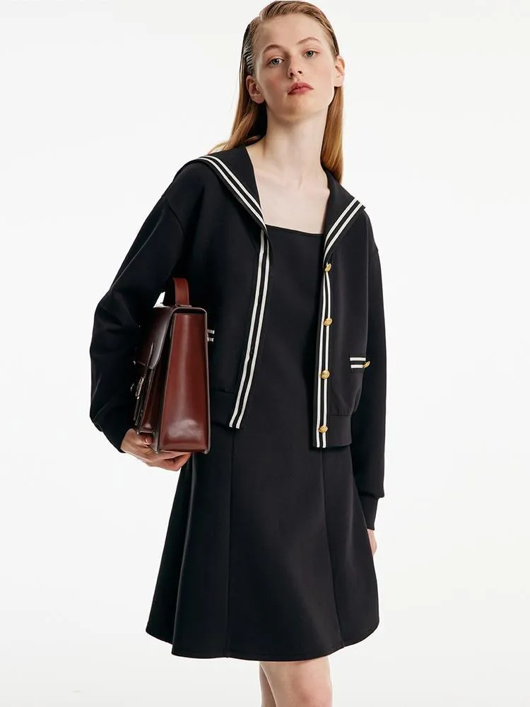 Black Tank Dress And Sailor Collar Jacket Two-piece Set sold by Goelia product image thumbnail 5