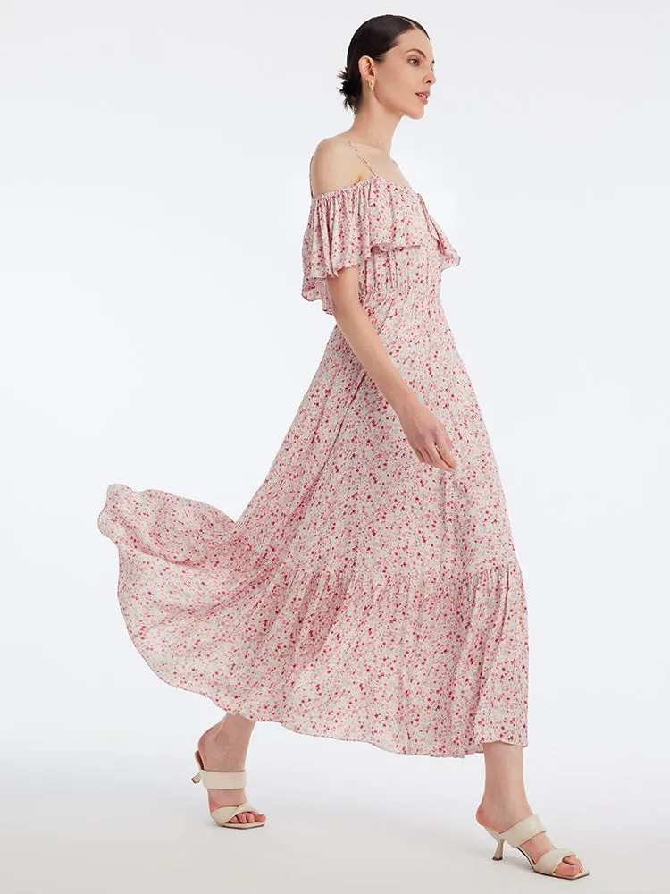 Ruffle Off Shoulder Floral Maxi Dress sold by Goelia product image thumbnail 3