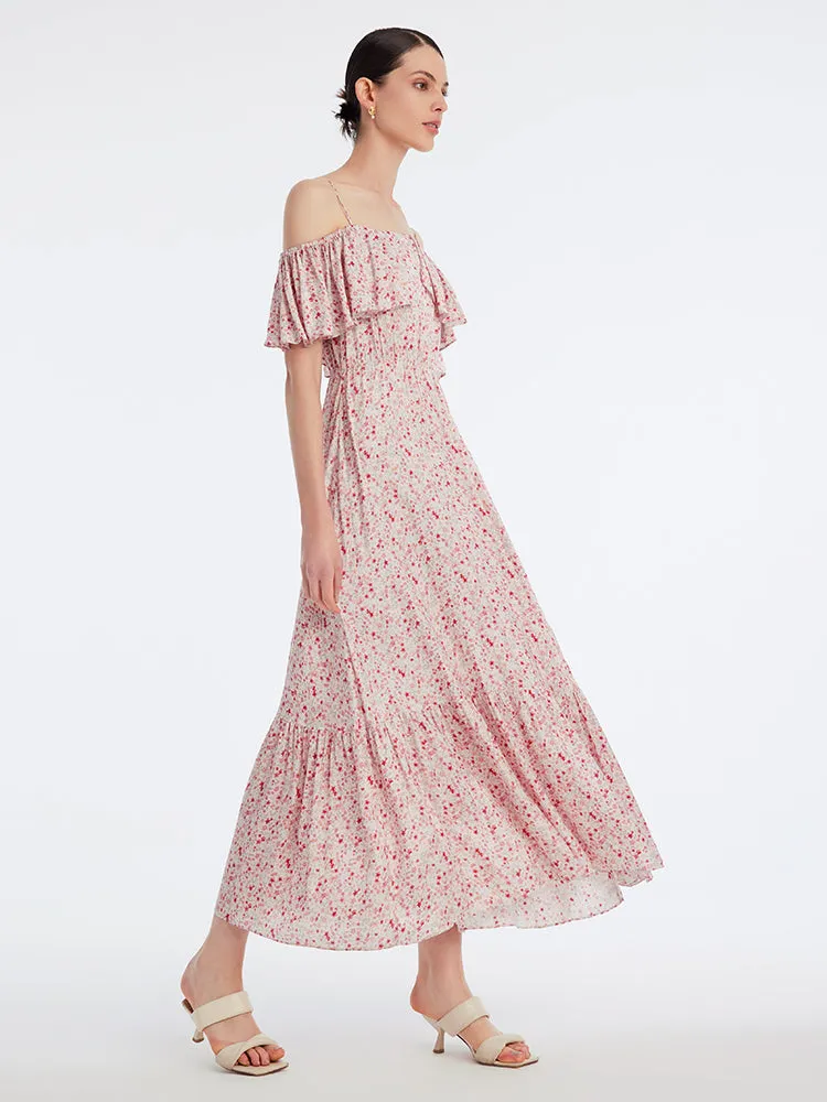 Ruffle Off Shoulder Floral Maxi Dress sold by Goelia product image thumbnail 2