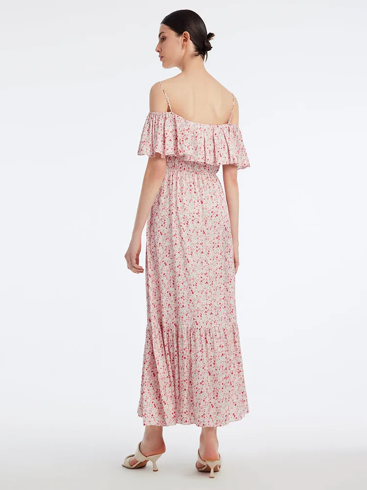 Ruffle Off Shoulder Floral Maxi Dress sold by Goelia product image thumbnail 4