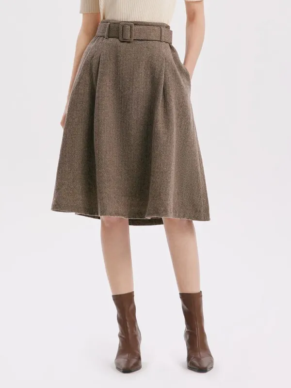 Knee-Length Washable Woolen Skirt sold by Goelia