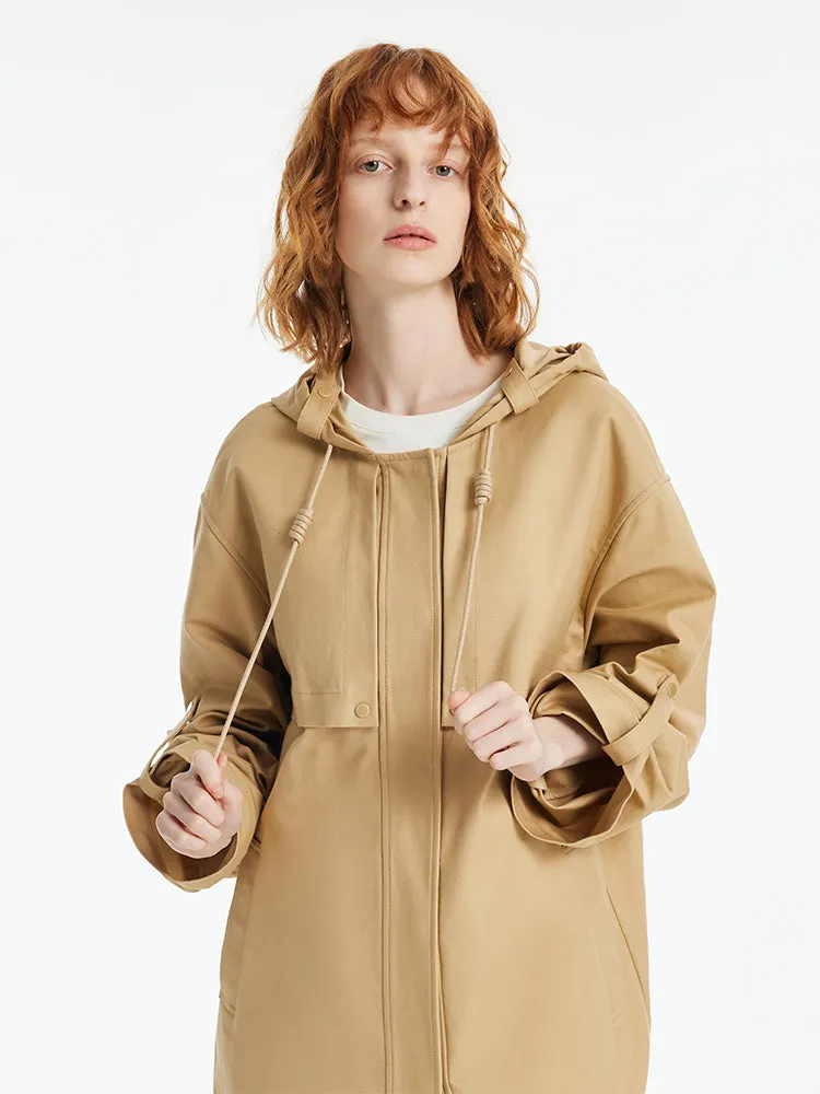 Hooded Single-Breasted Oversized Women Trench Coat sold by Goelia product image thumbnail 5
