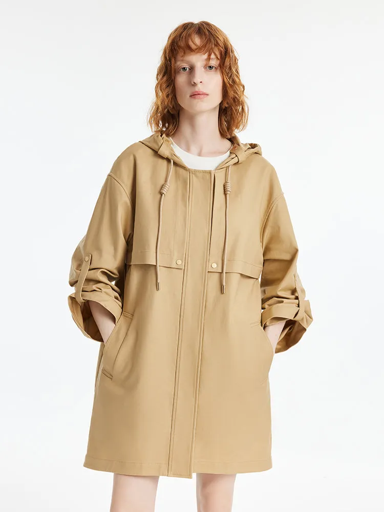 Hooded Single-Breasted Oversized Women Trench Coat sold by Goelia product image thumbnail 4