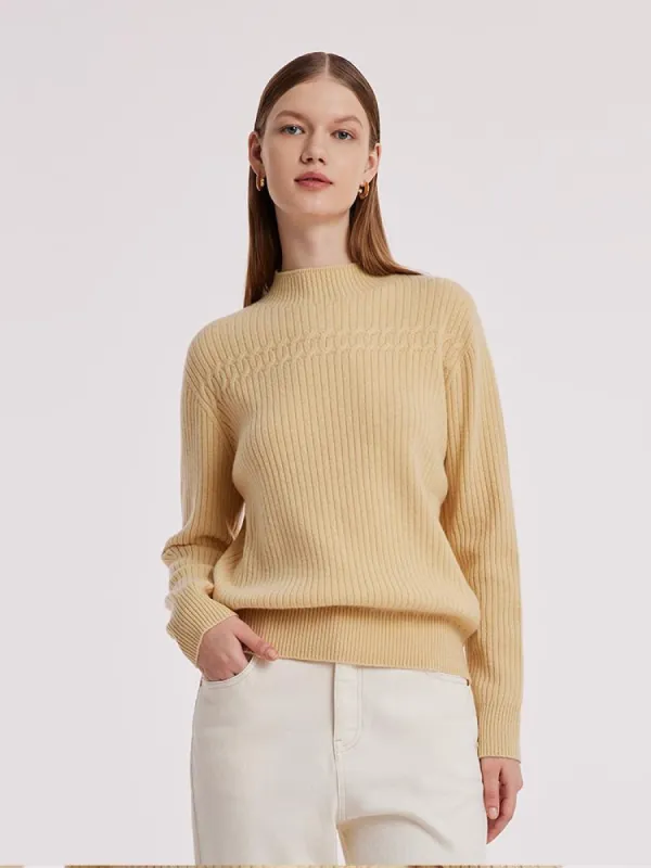 Wool Sequins Mock Neck Women Sweater sold by Goelia