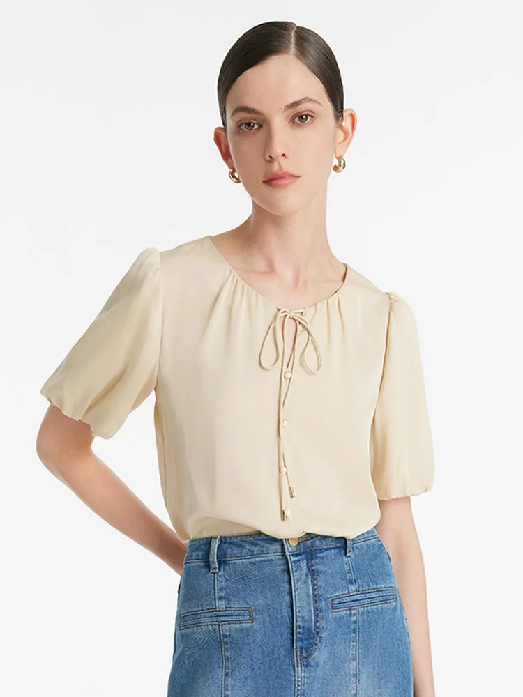 19 Momme Mulberry Silk Puff Sleeves Women Blouse sold by Goelia product image thumbnail 4