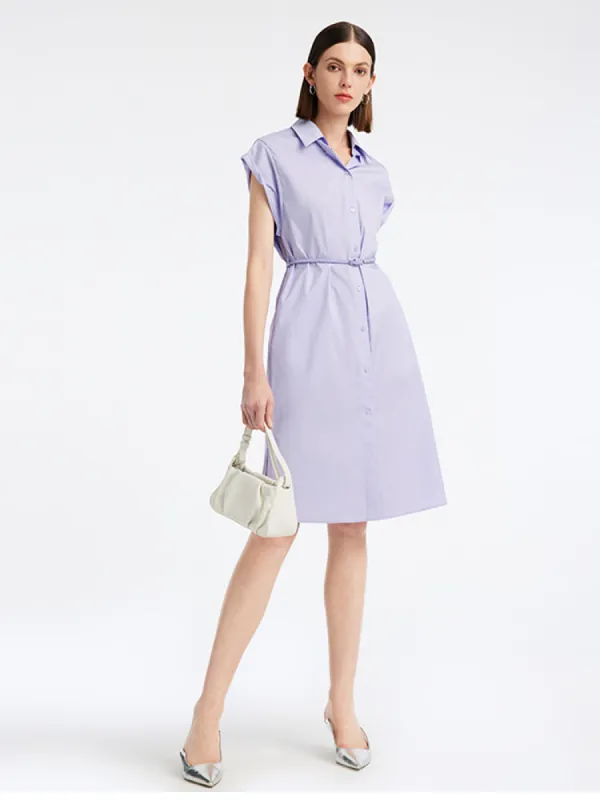 Cotton Shirt Collar Midi Dress sold by Goelia