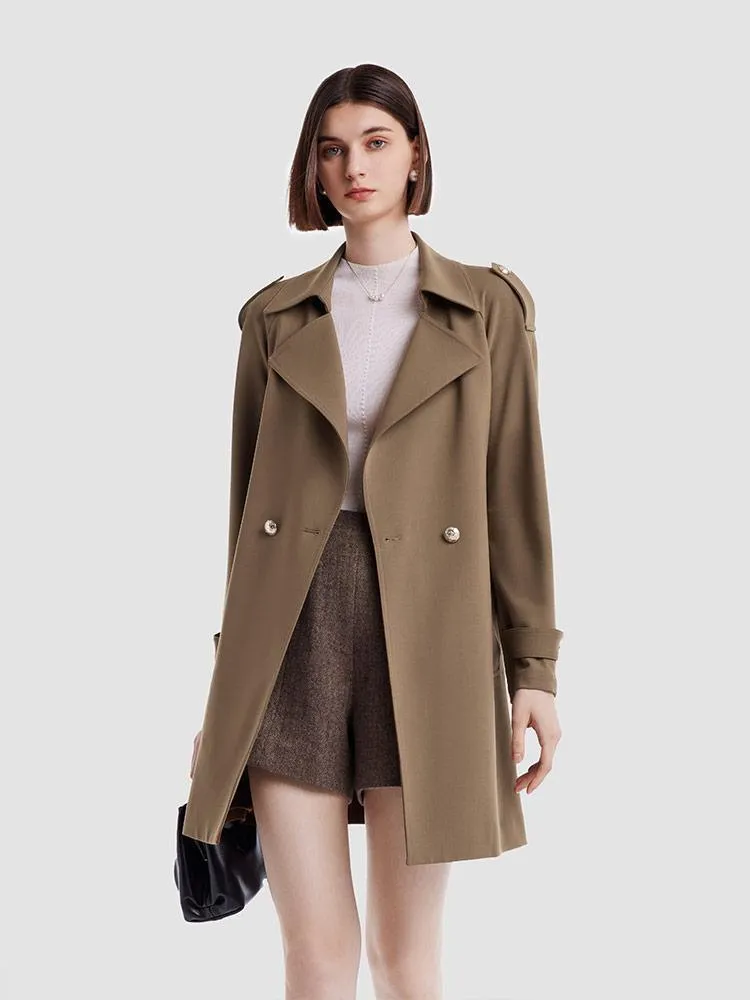 Double Layer Worsted Woolen Women Trench Coat sold by Goelia product image thumbnail 2