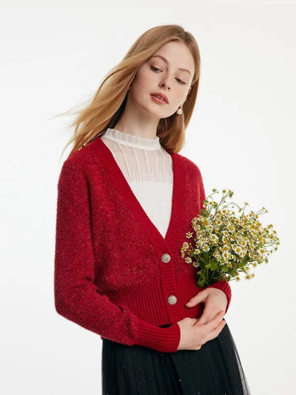 Tencel And Woolen Cropped Cardigan sold by Goelia