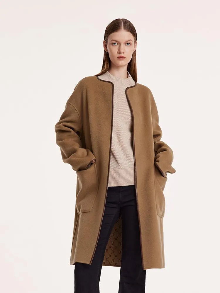 Pure Wool Reversible Printed Wrapped Coat With Belt sold by Goelia product image thumbnail 4