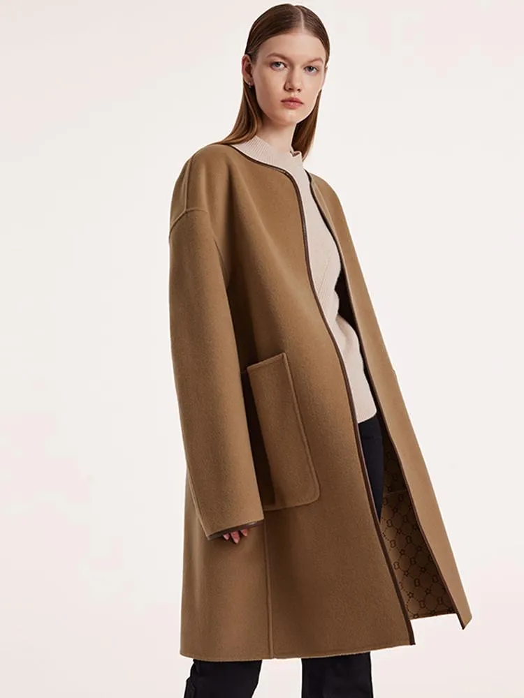 Pure Wool Reversible Printed Wrapped Coat With Belt sold by Goelia product image thumbnail 3