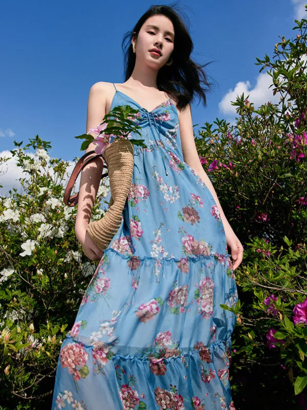 Floral Print Spaghetti Strap Maxi Dress sold by Goelia