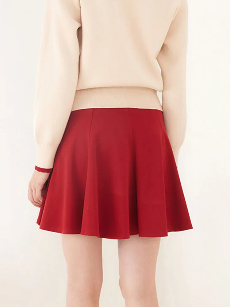 Chili Red Woven Mini Skirt sold by Goelia product image thumbnail 4