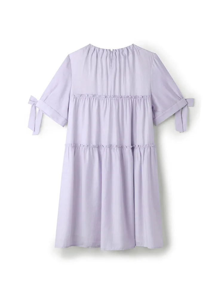 Purple Half-sleeve Midi Dress sold by Goelia product image thumbnail 5