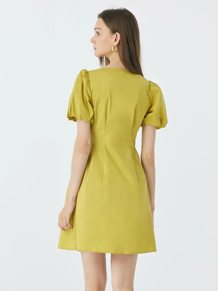 Gathered Waist And V-Neck Cotton Mini Dress sold by Goelia product image thumbnail 2