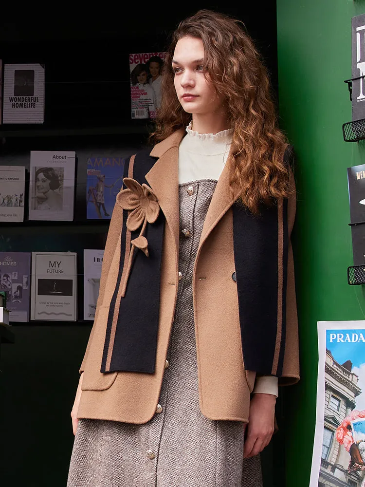 Removable Stereoscopic Flower Shawl Women Wool Coat sold by Goelia product image thumbnail 4